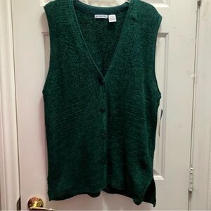 Vintage Ship N Shore Green Acrylic Sweater Vest L Button Up
